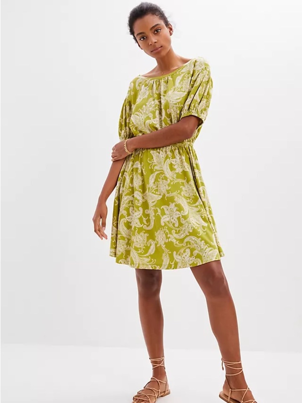 Daily Practice by Anthropologie Green Paisley Floral Mini Dress Size Small